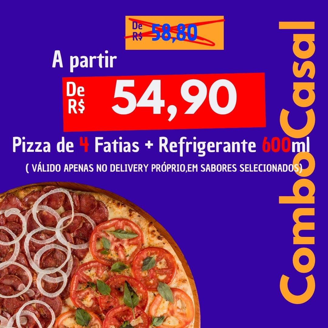 Combo Casal pizza de 4 Fatias + Guaraná 600ml