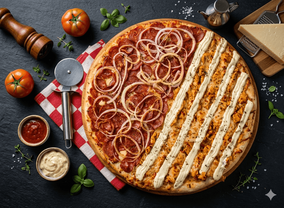 Pizza Meio a Meio 35 cm - Frango com Catupiry / Calabresa